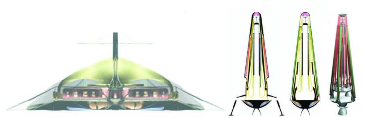 Membrane, verstaut und ge&ouml;ffnet